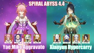 C0 Yae Miko Aggravate & C0 Xianyun Ayaka Hypercarry  Spiral Abyss 4.4  Genshin Impact