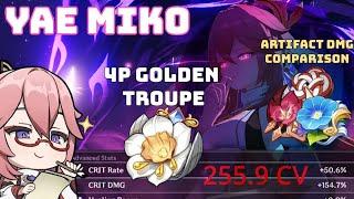 Golden Troupe Yae Miko 4p DMG Comparison Patch 4.0 Genshin Impact
