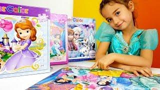 Disney prenses oyun videoları. Sihirli puzzle ve yapboz yapıyoruz. Elsa Anna ve Sofia