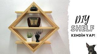 MAKING WOODEN DIAMOND SHELF  HOW TO MAKE WOODEN SHELVES WALL DECOR  DIY WOODWORKING IDEAS