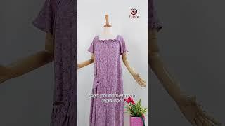 Home Dress Rayon Twill Kancing Atas Sampai Bawah Karet Leher Bisa Untuk Ibu Melahirkan Busui Fulofe