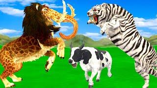 10 Lion Mammoth vs 10 Zombie Cow vs 10 Giant Tiger Attack Lion Cub Save By Woolly Mammoth Elephant