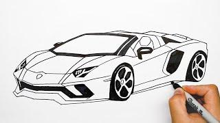 How to draw a car - Lamborghini Aventador - Step by step Part 1