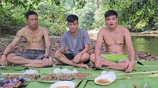 DAPAT Rejeki Daging Musang Dan ikan Hasil Berburu dan Menjaring Langsung MUKBANG di Pinggir Sungai