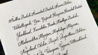 Beautiful and neat cursive handwriting  Neat and clean calligraphy handwriting  State Names