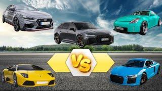 I4 vs V6 vs V8 vs V10 vs V12  Auto Sound Battle