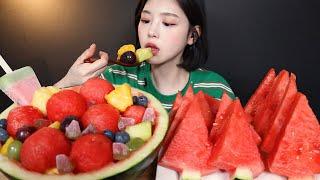 IND SUBASMR Mukbang Es Buah Semangka + Semangka Segar Korean Eating Sound