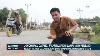 Jelang Jokowi Datang Inilah Penampakan Sebelum dan Sesudah Perbaikan Jalan Rumbia Lampung