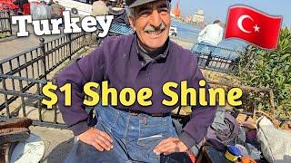 $1 HONEST SHOE SHINE MAN  ISTANBUL TURKEY   ASMR