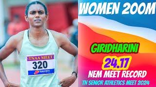 New record Women 200m Giridharini  TN State Sr. Athletics meet 2024  Swaminathan Gunasekaran