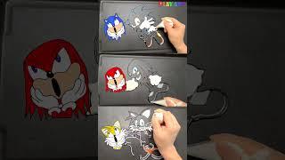 Making Super Sonic hedgehog VS Knuckles VS Tails Pancake art Challenge #shorts