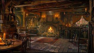 Cozy medieval tavern space  Virtual motel music relaxes focuses