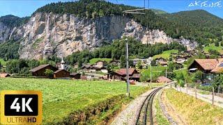 4K Cab Ride - Kleine Scheidegg to Lauterbrunnen Switzerland  Train Driver View  4K HDR Video