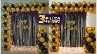 Black & Gold Theme Birthday Decoration Ideas At Home  Quick & Easy New year backdrop decoration