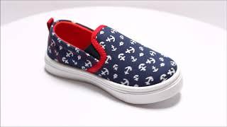 GirlsBoys Canvas Shoes - Casual Slip on - Anchor- Navy