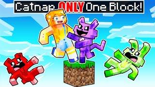 ONE HUMAN on a CATNAP ONLY One BLOCK in Minecraft
