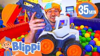 Blippi Excavates for an Excavator in Fidgets Indoor Playground  BEST OF BLIPPI TOYS