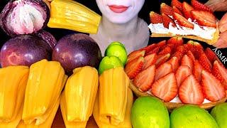 ASMR Strawberry Tart & Fruit Milk Fruit Jack Fruit Green Apple  Eating Sounds