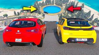 Alfa Romeo vs Peugeot Ailesi Arabalar Hem Uçma Hem Havuz Parkurunda - GTA 5