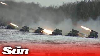 Russian and Belarusian military carryout missile drills at Ukraine border