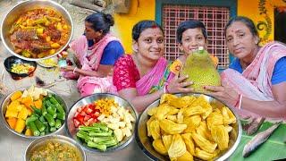 My Village Life। Morning Routine In Summer। Cooking Traditional Breakfast Jackfruit And Fish Curry