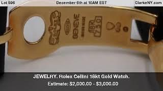 JEWELRY. Rolex Cellini 18kt Gold Watch.
