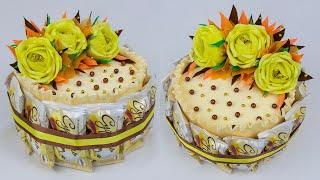 Cake made of chocolates. Autumn gifts with your own hands. DIY Buket7ruTV. Gift to mom master class