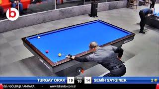 SEMİH SAYGINER vs TURGAY ORAK - 3 Cushion Billiards 15 Inn 40 POINT Great Match  billar tres bandas