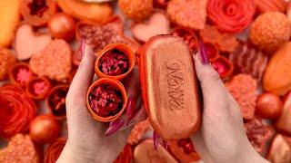 Red ASMR satisfying video  Peeling off the film  Crushing soap boxes with foam  Clay cracking