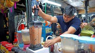 Yogurt Coated Thick Mixed Fruits Juice Making  Bangladeshi Street Food