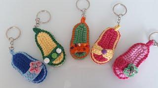 TIĞ İŞİ MİNİ TERLİK ANAHTARLIK YAPIMI Crochet making tiny slipper keychain