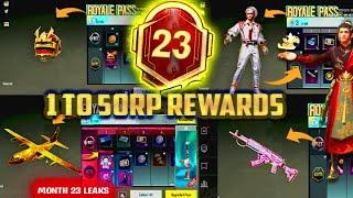 MONTH 23 ROYAL PASS  1 TO 50 RP REWARDS  M23 ROYAL PASS LEAKS  M23 ROYAL PASS PUBG MOBILEBGMI