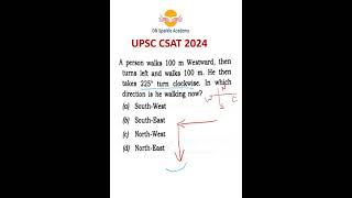 A person walks 100 m Westword then turn left and walk #maths #csattricks #upscprelims  #upsc