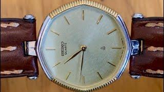 In UK - Vintage September 1980 Seiko 5930-5470 Octagon Case Linen Dial Handmade Strap