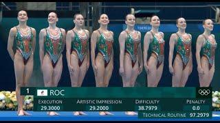 Artistic swimming russianroc won synchronized swimming gold medal olympic tokyo