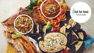 Make a Mexican Fiesta Board with 3 Vegan Dips  hot for food by Lauren Toyota