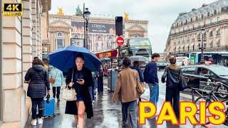 Paris France  - Paris Walk 4K  Fashion Week Rainy Day Mood With Captions