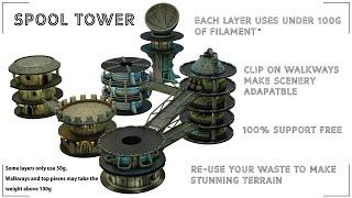 Spool Tower - Multi-Level Modular Terrain System - from Digital Taxidermy - 3D Printing solutions