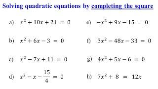 Completing the Square - Solving Quadratic Equations │Algebra