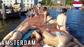 4K️Amsterdam Beach Walk Harbor Beach Swimming Season Summer 2023 Netherlands