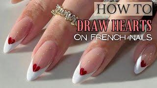 Y2k Style French Tip Red Heart Nails Tutorial  How to do gel x press on nails like a PRO