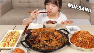 Cooking Mukbang  Dried pollack and dried radish stem braised recipe spicy glass noodles.