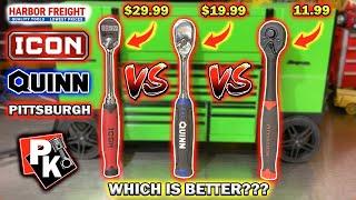 ICON VS QUINN VS Pittsburgh  Harbor Freight Ratchet Test  Which is better #harborfreight #icon