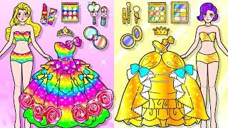 paper dolls Rich vs Poor Rapunzel Makeup and Dress Design in Prom   Rapunzel Family 놀이 종이