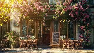 Springtime Street & Smooth Spring Jazz Music at Outdoor Coffee Shop Ambience for Relax Good Mood