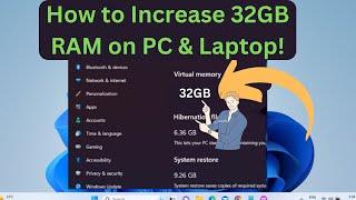 How to Increase 32GB RAM on PC & Laptop  Increase Virtual Memory on Windows 10 11 for Gaming-2023