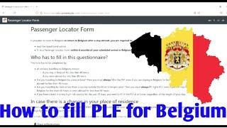 How to fill Passenger locator form before going Belgium  PLF Belgium