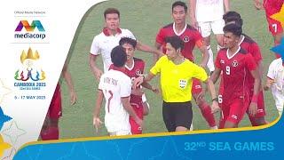 FIGHT opens up between the Indonesia and Vietnam players  Football  SEA Games 2023