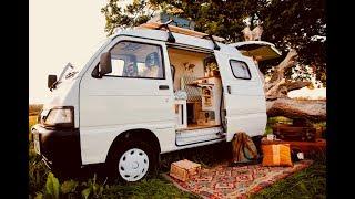 Tiny Compact Camper Van Conversion  Full Tour  Piaggio PorterHijet