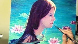 Oil painting time-lapse  Waterlilies portrait